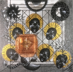 Reliquary Series: River of Stars, 2019, 12" x 12", mixed media (acrylic on panel with copper inset and relic)